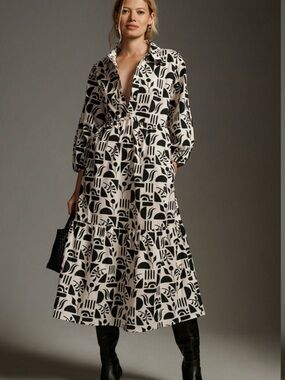 Maeve Bettina Tiered Maxi Shirt Dress